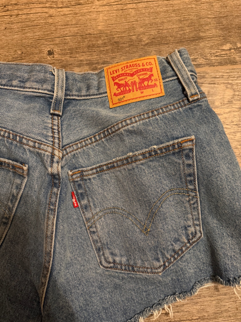 Levi's Blue Distressed Cutoff Denim Shorts - Picture 5 of 6